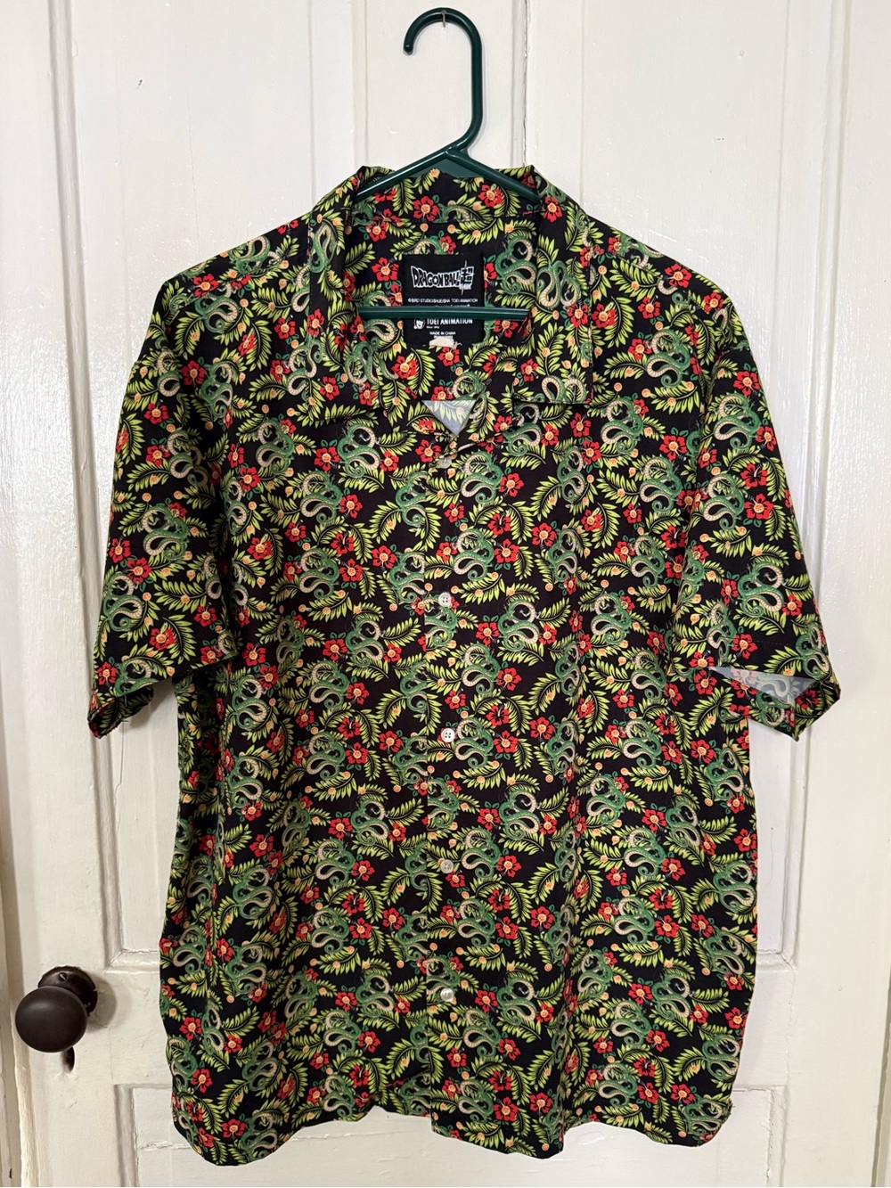Dragon Ball Z Shenron Tropical Hawaiian Camp Collar Button Up Shirt - Men’s L